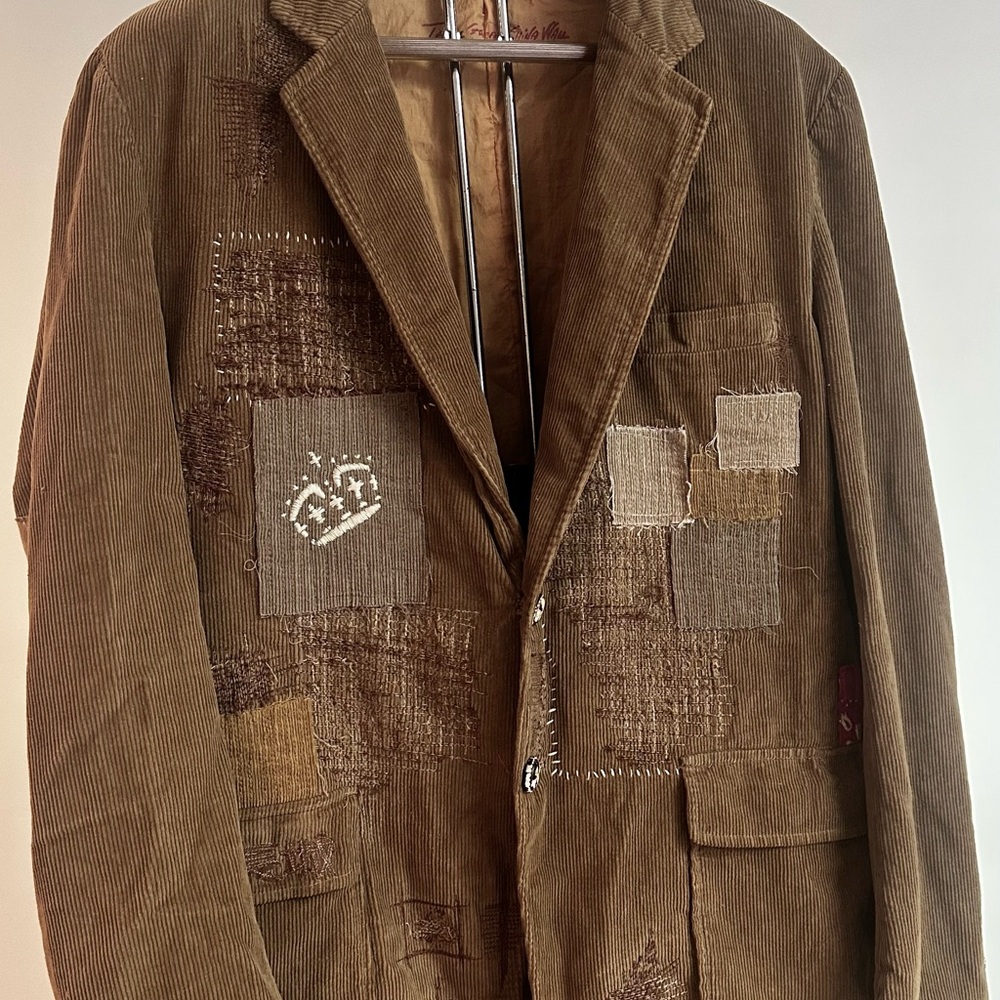 The Great China Wall by Fred Segal Men's Brown Patchwork Corduroy Jacket amazing